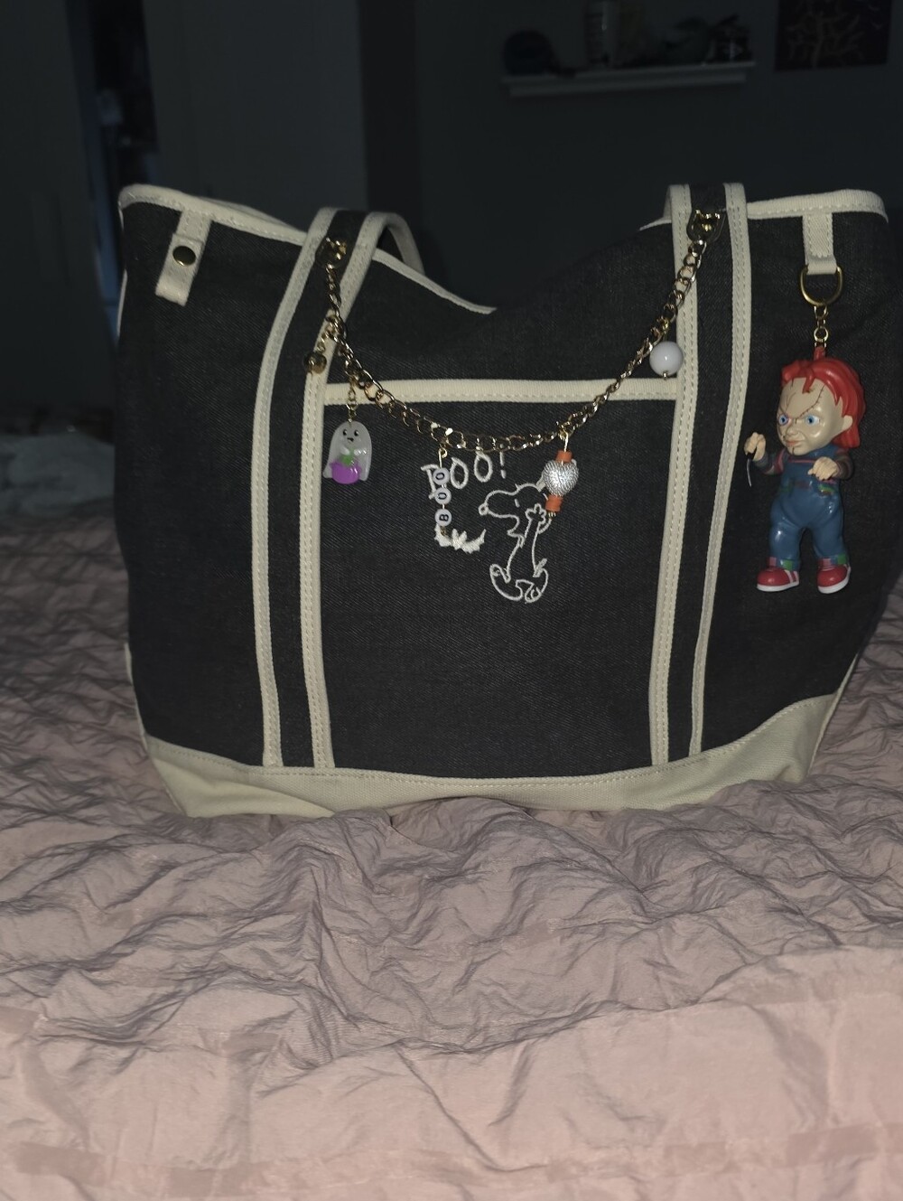 SNOOPY Tote with Charm Accents